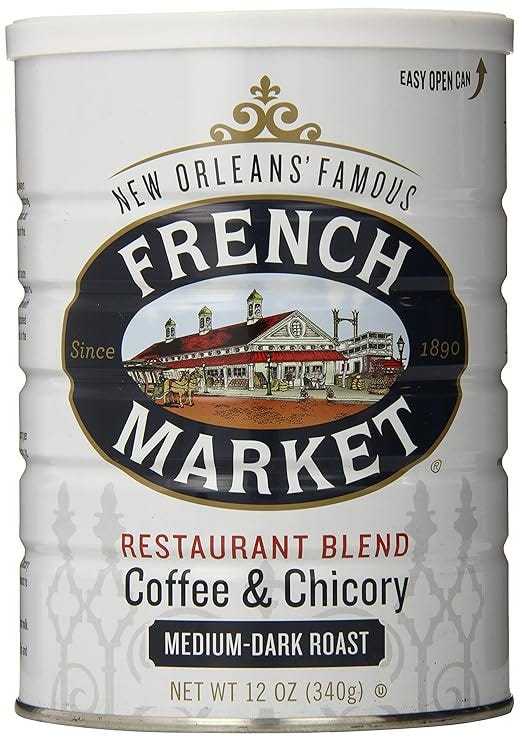 French Market Coffee &amp; Chicory Restaurant Blend Medium-Dark Roast Ground Coffee, 12oz Can (Pack of 1)