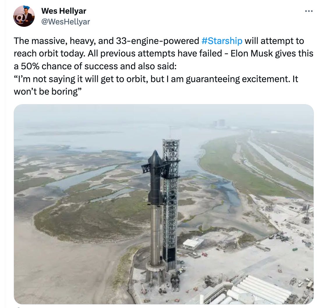 A tweet about Elon Musk's spaceship