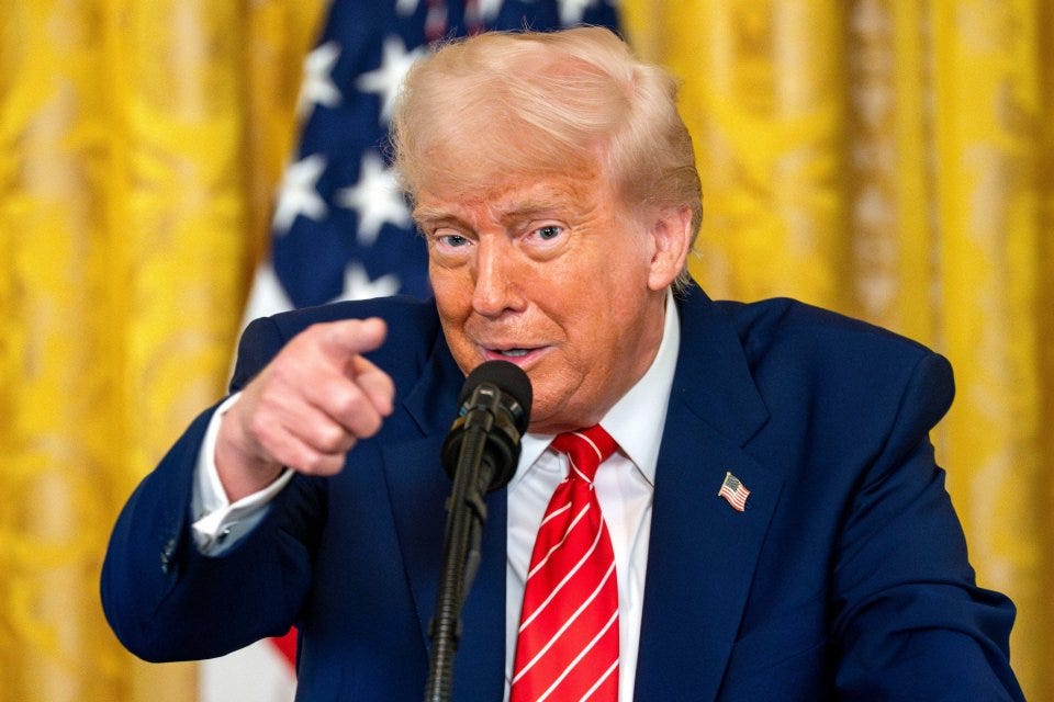 President Donald Trump speaking at a White House event.