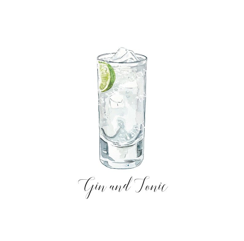 Gin and Tonic Digital Image Digital Download. JPGPNG for image 1