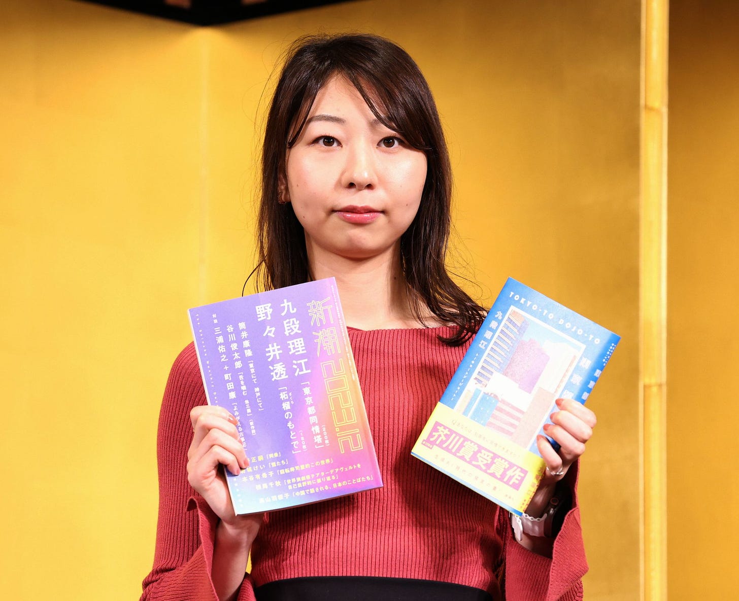 170th Akutagawa Prize winner Rie Kudan attends the press conference on January 17, 2024 in Tokyo, Japan.