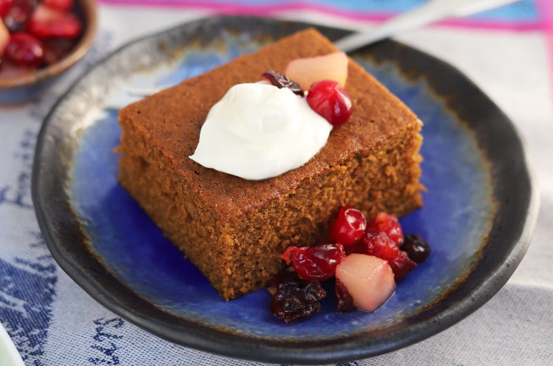 Gingerbread with Pear Cranberry Compote by Abby Dodge; Cook the Vineyard