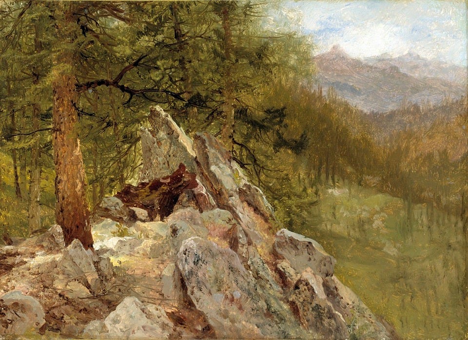 John Frederick Kensett, Western Landscape, 1870, oil on paper mounted on paperboard, Smithsonian American Art Museum, Gift of Orrin Wickersham June, 1967.136.5