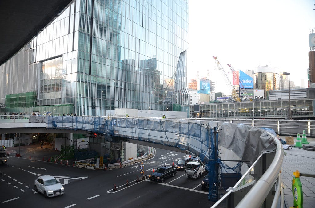 View on Pedestrian Deck at East Exit of Shibuya Station in… | Flickr