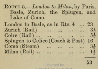 1868 route from London to Milan via Como