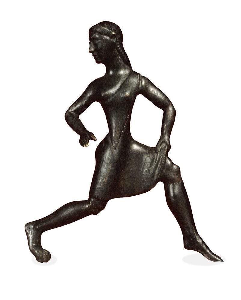 Bronze figure of a running girl