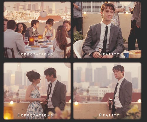 500 days of Summer: Engagement Party- Expectations Vs. Reality | Romantic  films, 500 days of summer, Photography movies