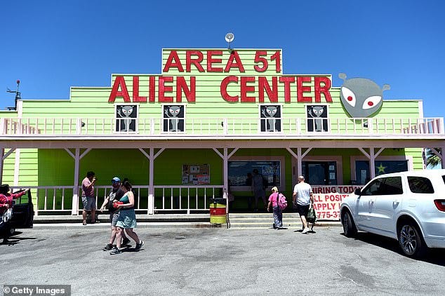 Above, the Area 51 Center in Nye, NV