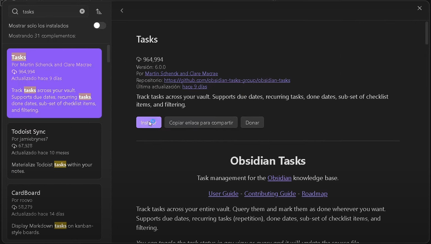 Plugin tasks de obsidian