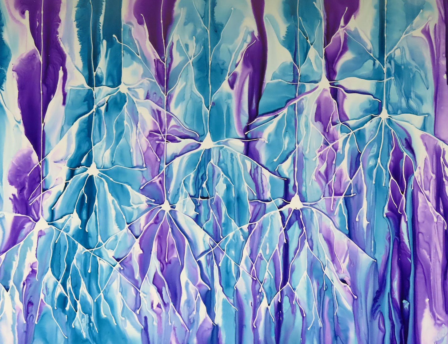 purple and blue ink painting of neurons