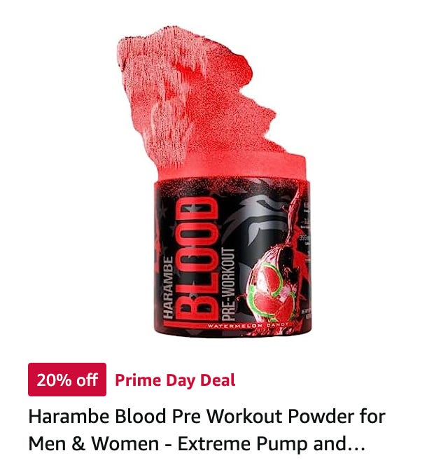 Jar of harambe blood pre workout powder