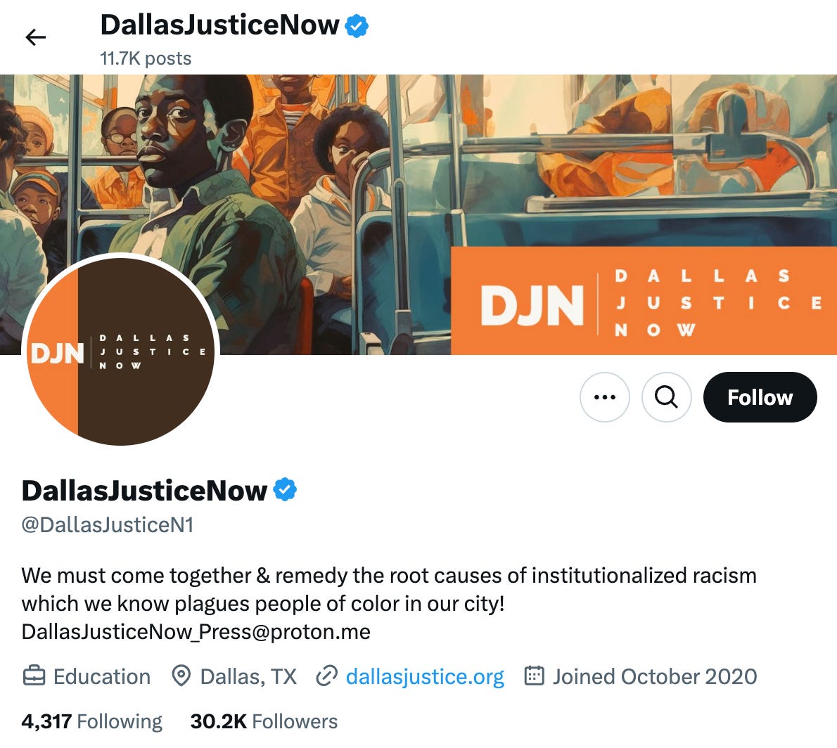 screenshot of @DallasJusticeN1's X profile