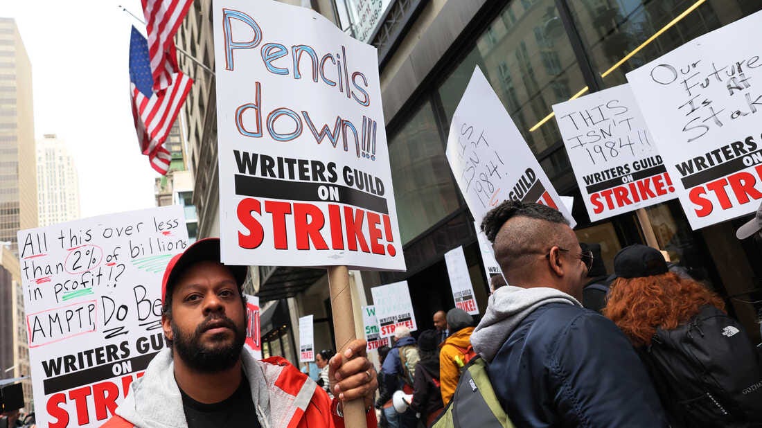 What the WGA writers' strike means for viewers of TV and movies : NPR