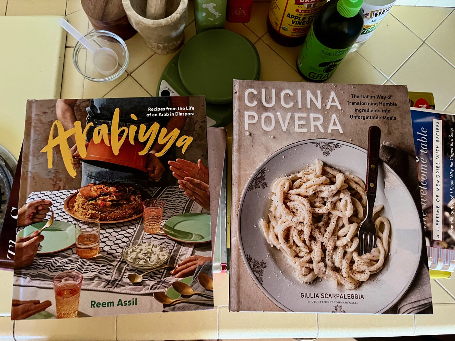 Arabiyya: Recipes from the Life of an Arab in Diaspora (2022) by Reem Assil and Cucina Povera: The Italian Way of Transforming Humble Ingredients Into Unforgettable Meals (2023) by Giulia Scarpaleggia