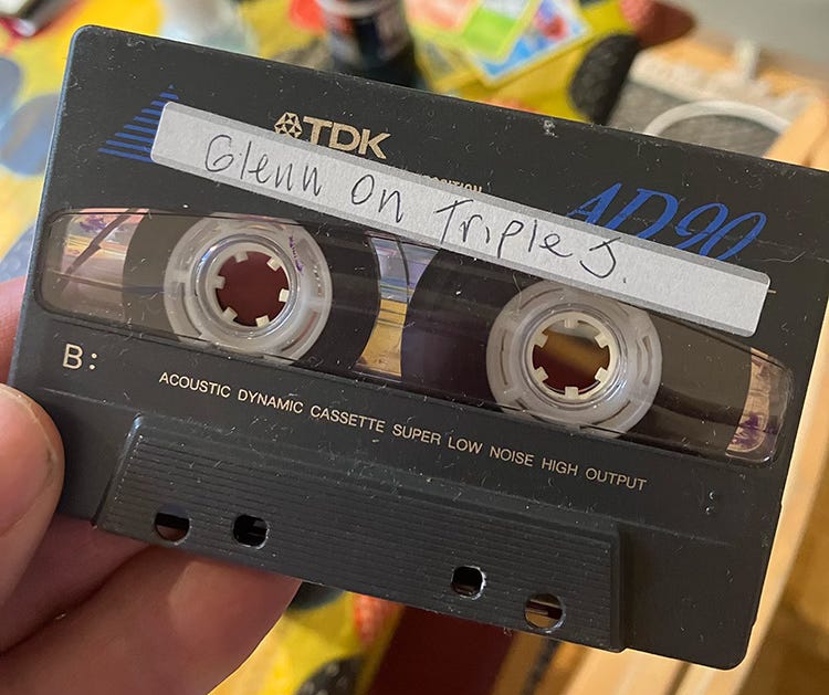 Old TDK tape with sticker on it saying Glenn on Triple J