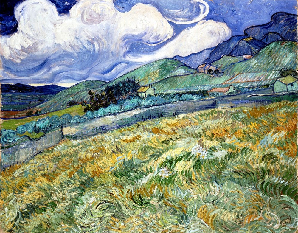 example of impressionism, field, house, clouds