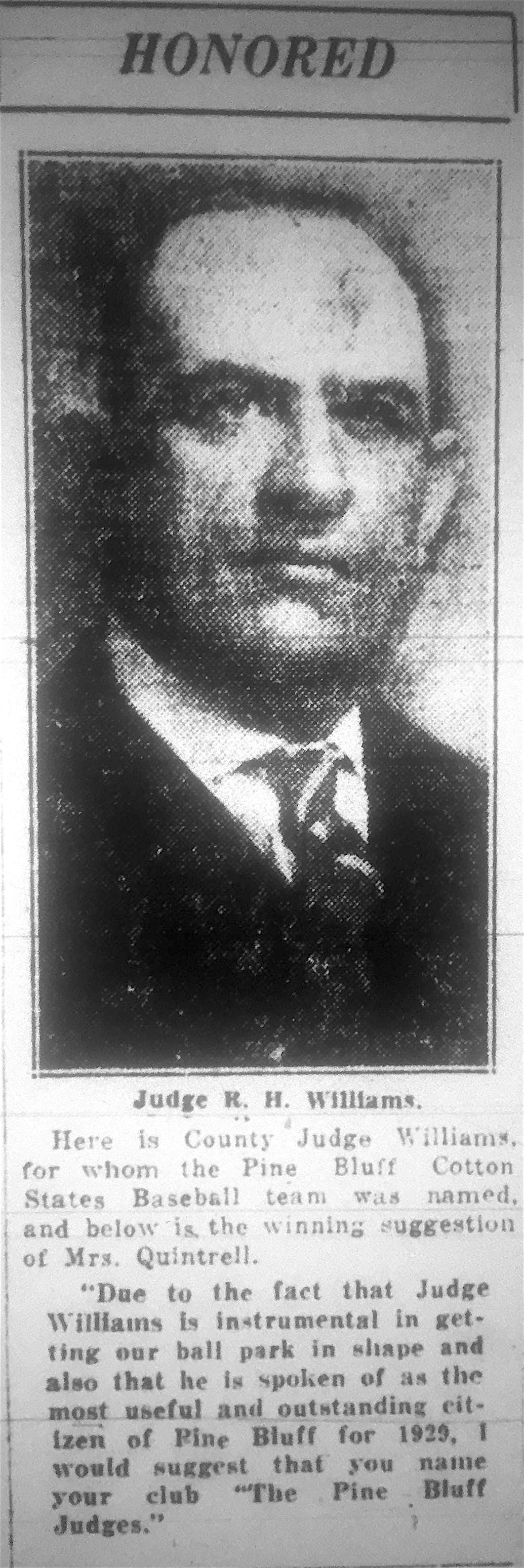 PBDG March 20 1930 Judge RH Williams Died April 19 1936
