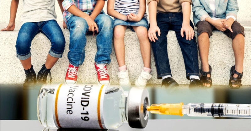 kids and covid vaccine bottle