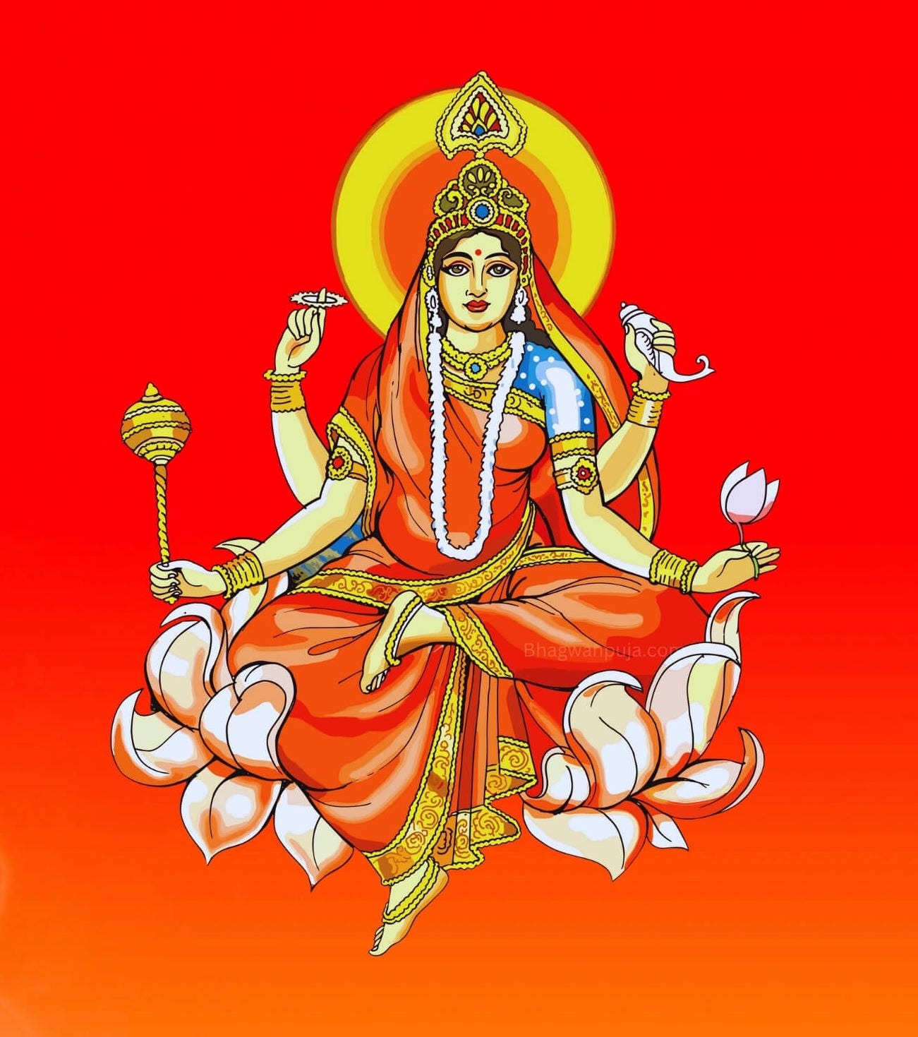 Download Maa Siddhidatri HD Wallpaper - Bhagwan Puja