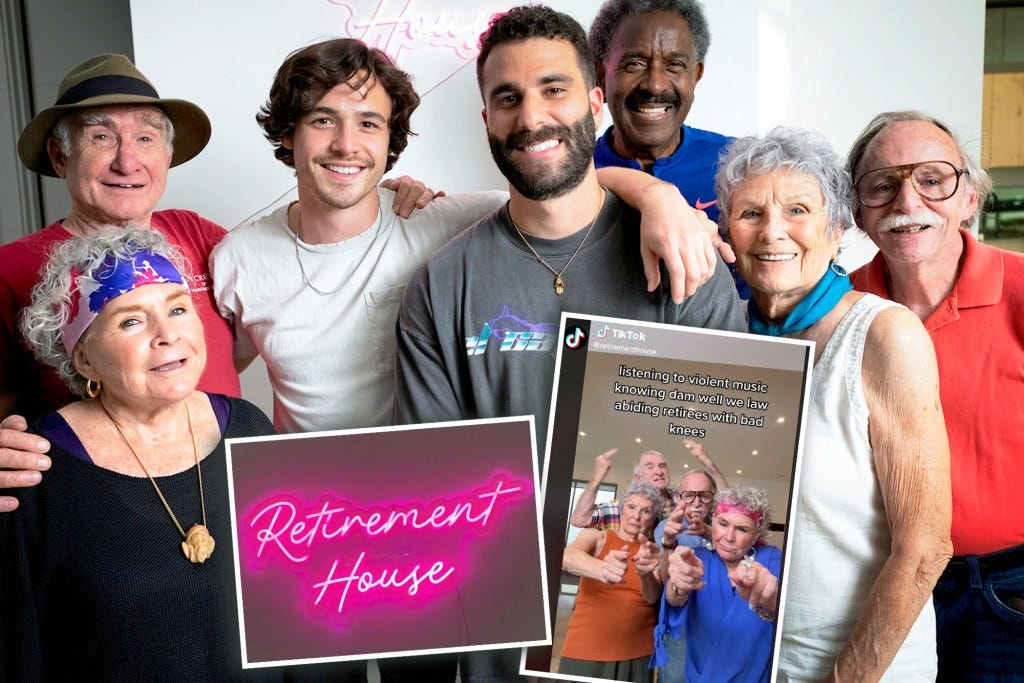 Welcome to Retirement House. Population: Larry, Curtis, Mabel, Eugene, Rose and Bubbe — six actors living and creating content in a Hollywood hype house like so many others stuffed to the gills with young wannabes in search of social-media stardom. 
