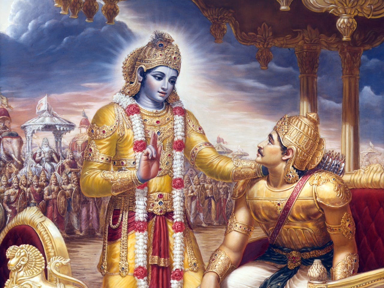 Krishna speaks to Arjuna