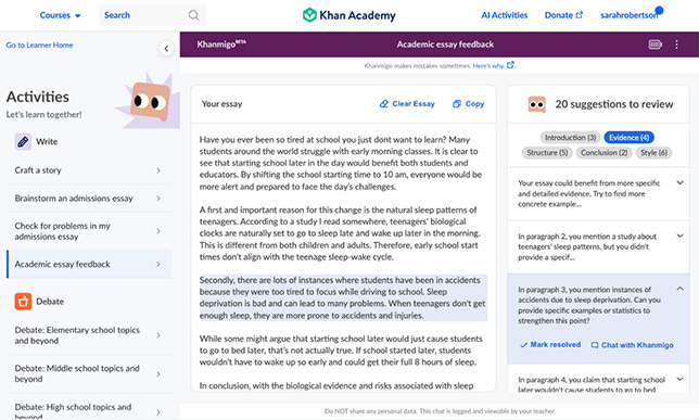 Khan Academy Cuts District Price of Khanmigo AI Teaching Assistant, Adds  Academic Essay Feature -- THE Journal