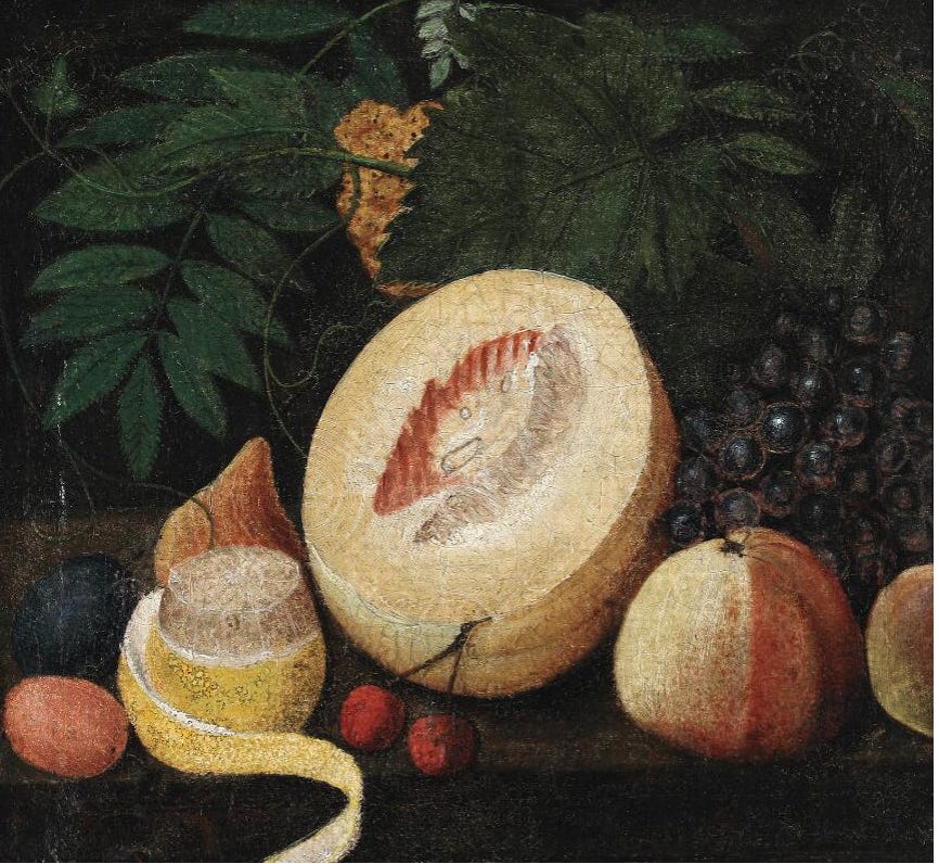 plant-based healthy eating, melon still life, unknown artist