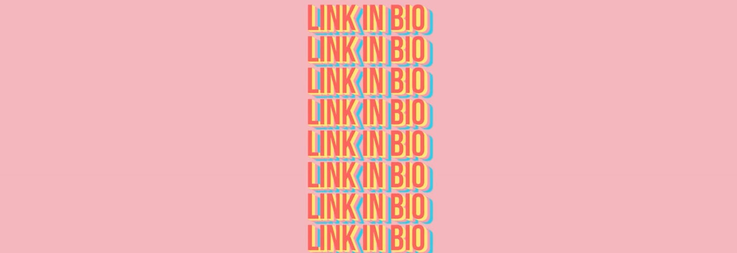 Repeating caption that says "link in bio"