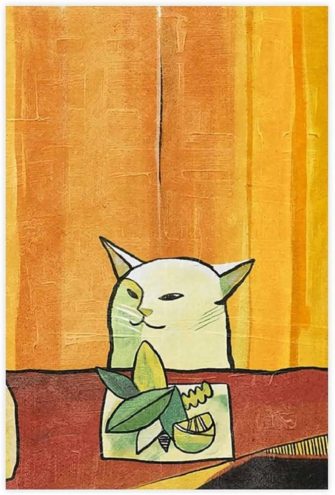 yiuh Picasso Cat Meme Paint Poster (1) Canvas Poster Wall Art Decor Print  Picture Paintings for Living Room Bedroom Decoration DONGDA Poster, ...