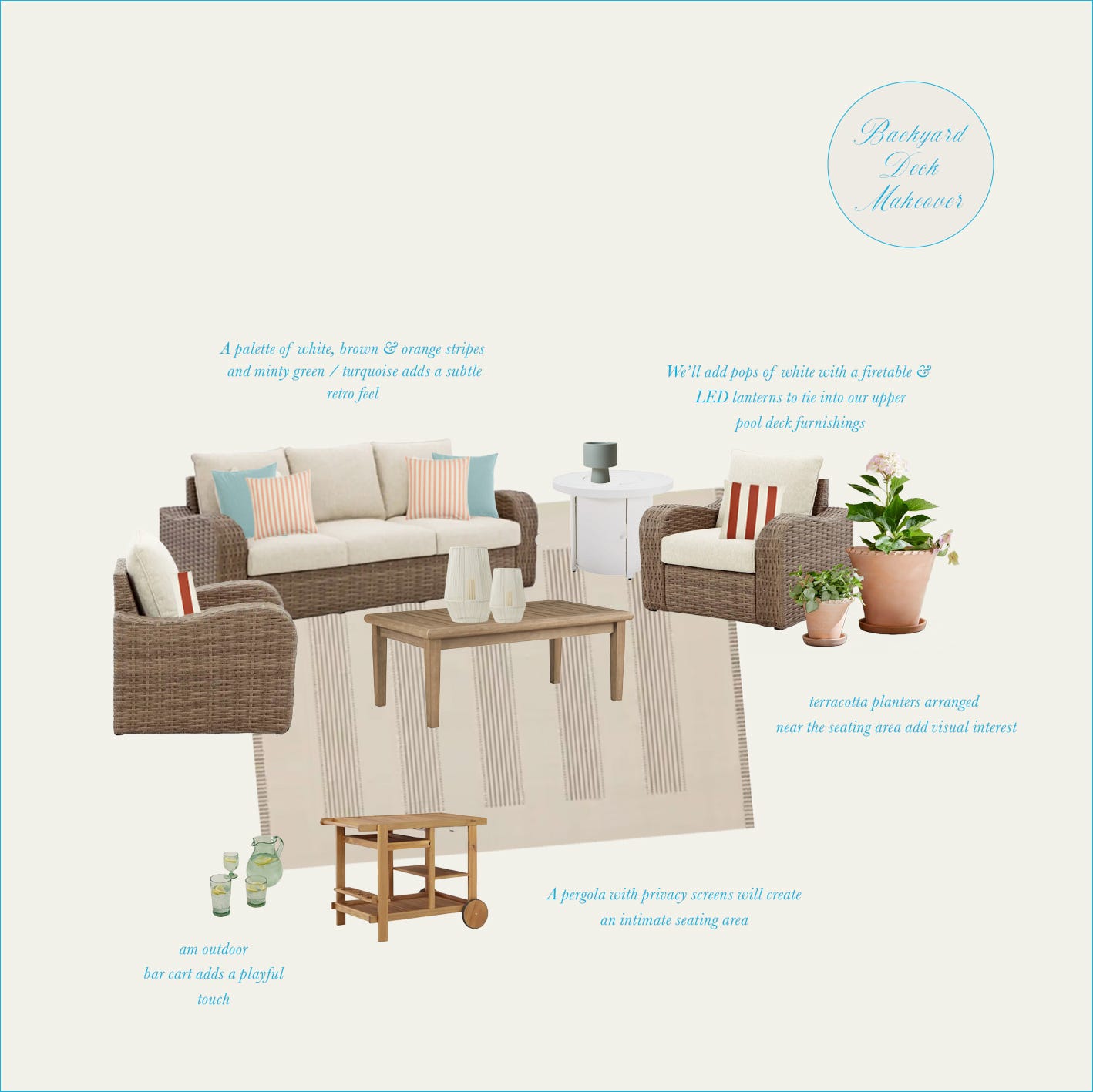 deck makeover design plan with furniture from dufresne by ashley izsak