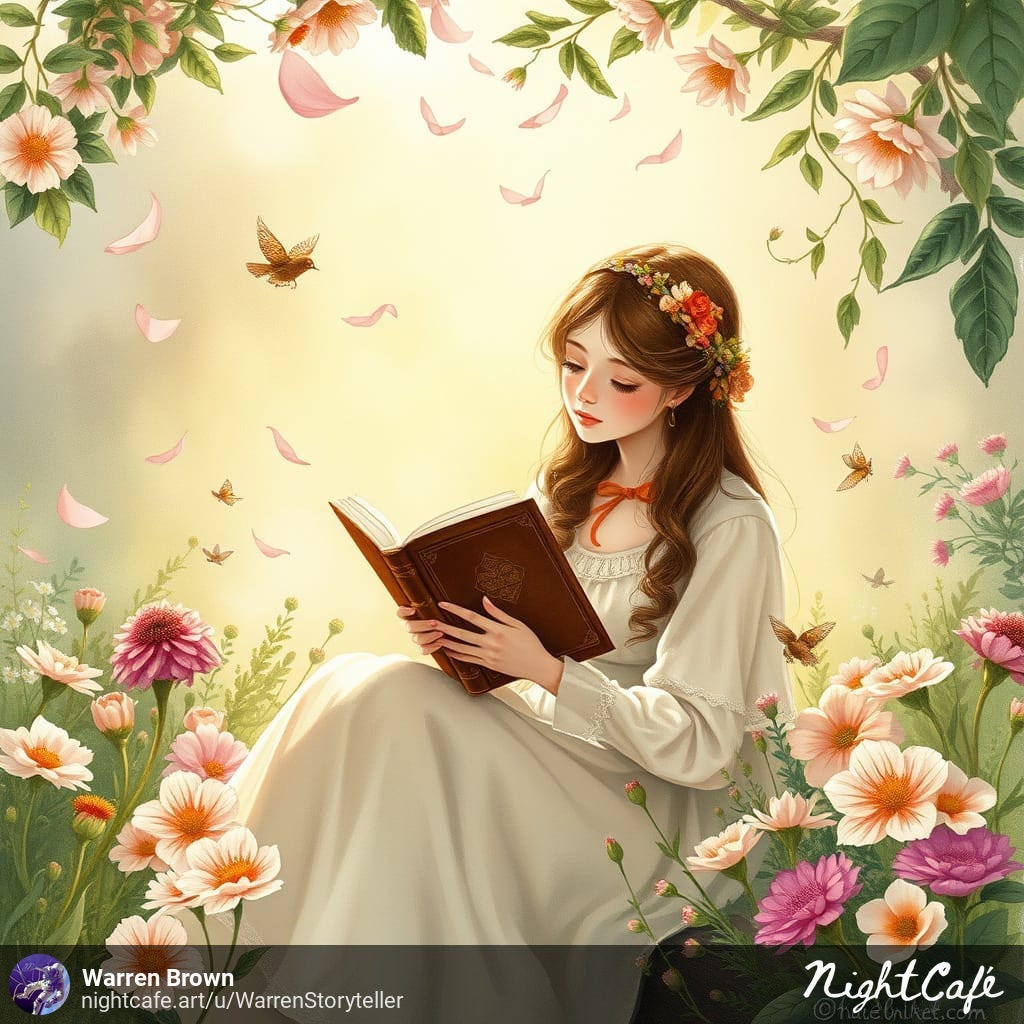 Girl reads a book in a Garden