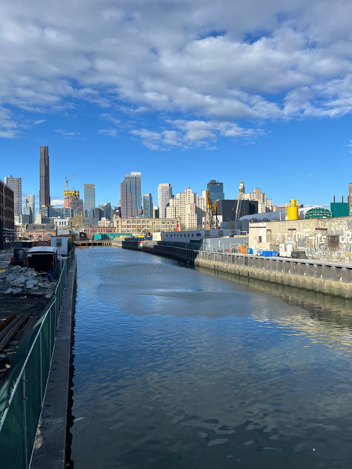 Picture of Gowanus Canal with buildings in the background