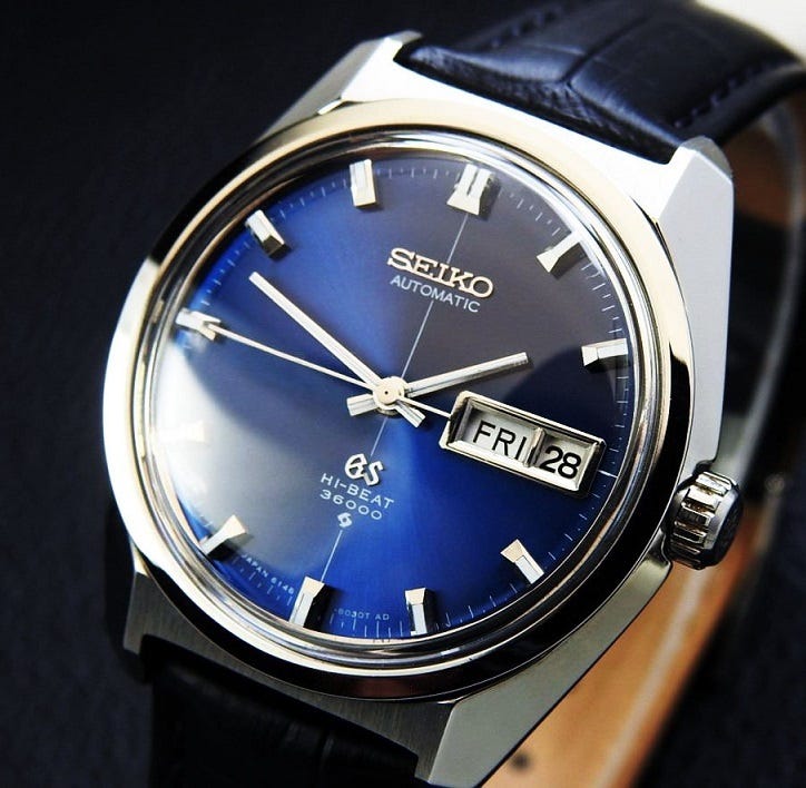 GRAND SEIKO グランド セイコー HI-BEAT 36000 6146-8000 Steel , Blue Dial メンズ 自動巻き(極美品、OH済み ) / 36mm