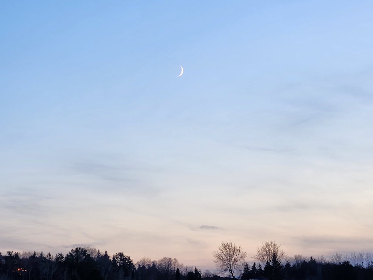Picture of a fingernail moon.