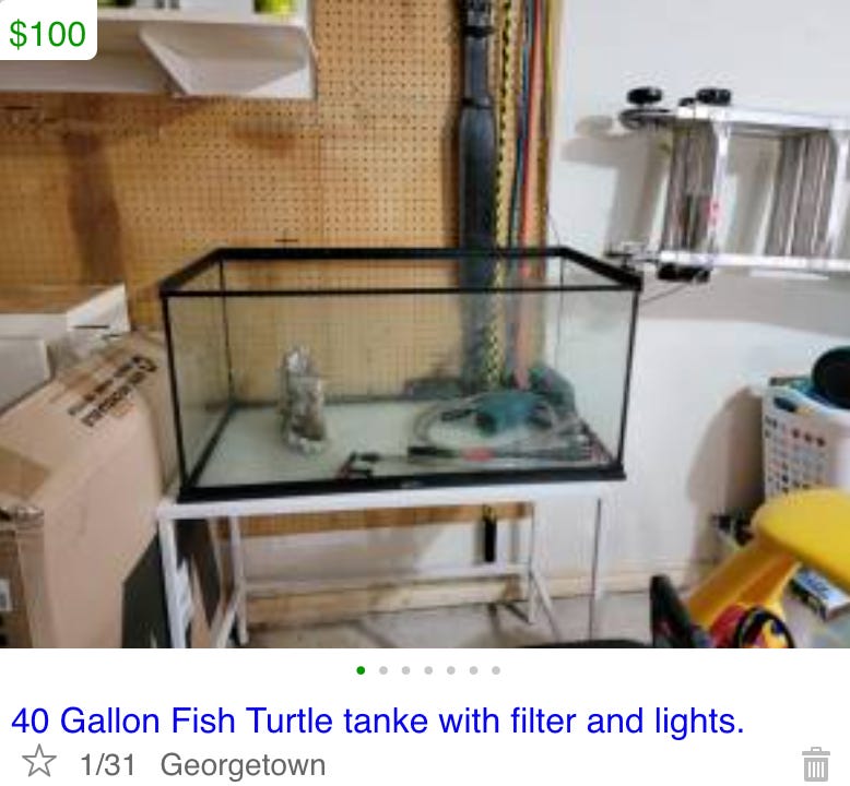 A depressing Craigslist aquarium listing.