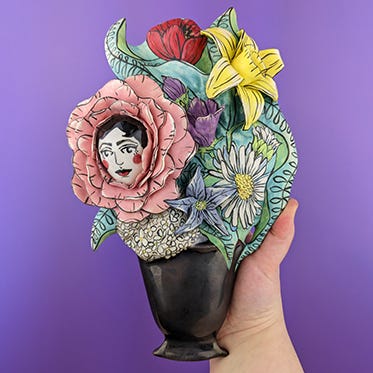 porcelain floral vase sculpture