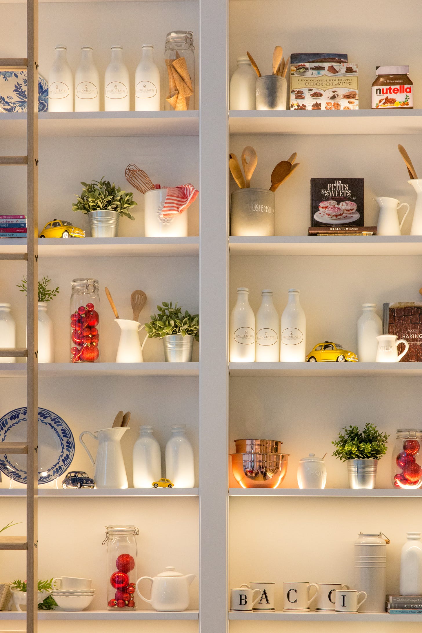 An organized kitchen shelf