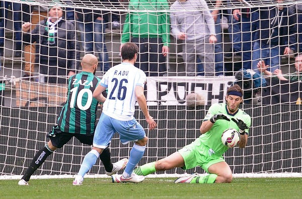 federico marchetting plays with lazio ball against sassuolo serie a 2015