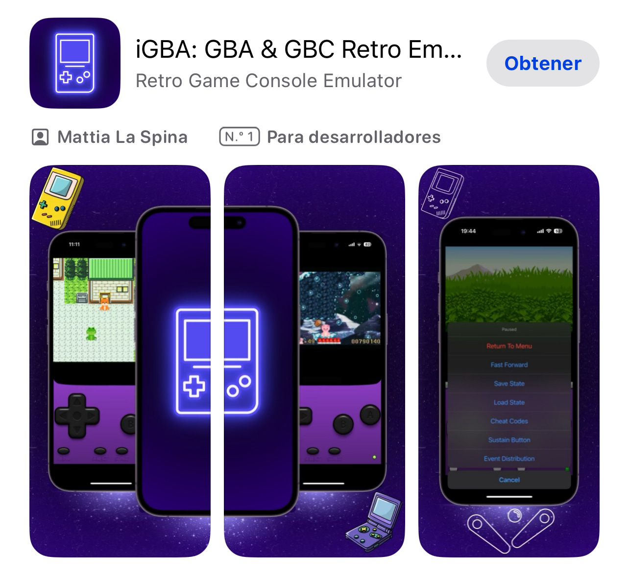 Emulador de Game Boy iGBA en la App Store