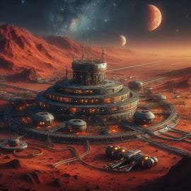 Martian military base: scene inspired by Kurt Vonnegut's novel The Sirens of Titan
