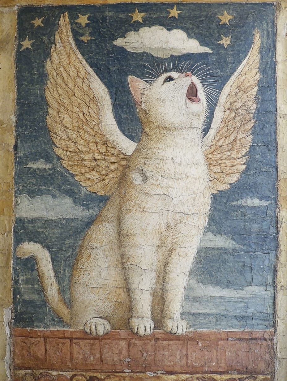 A singing angelic cat.