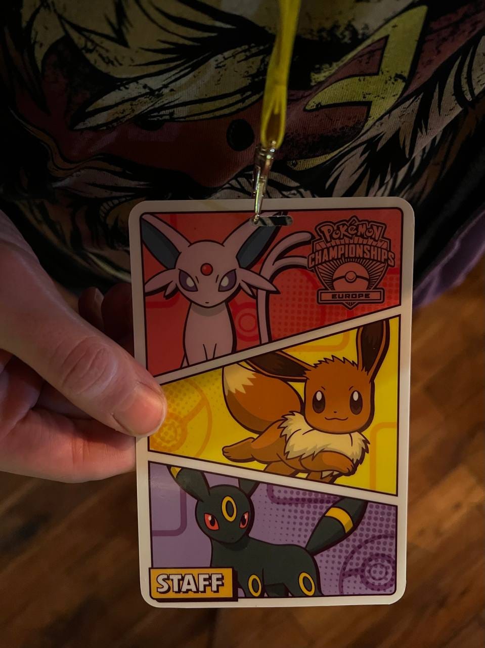 Leon's Lanyard from the event, featuring Espeon, Eevee and Umbreon!