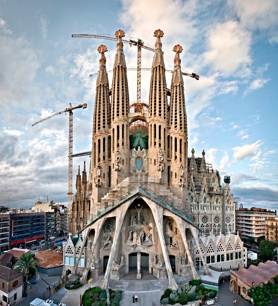 La Sagrada Familia, in construction.