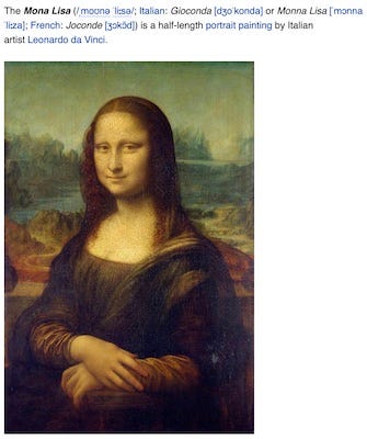 The email with Mona Lisa after downsizing the image attachment, as seen in Gmail's web interface.