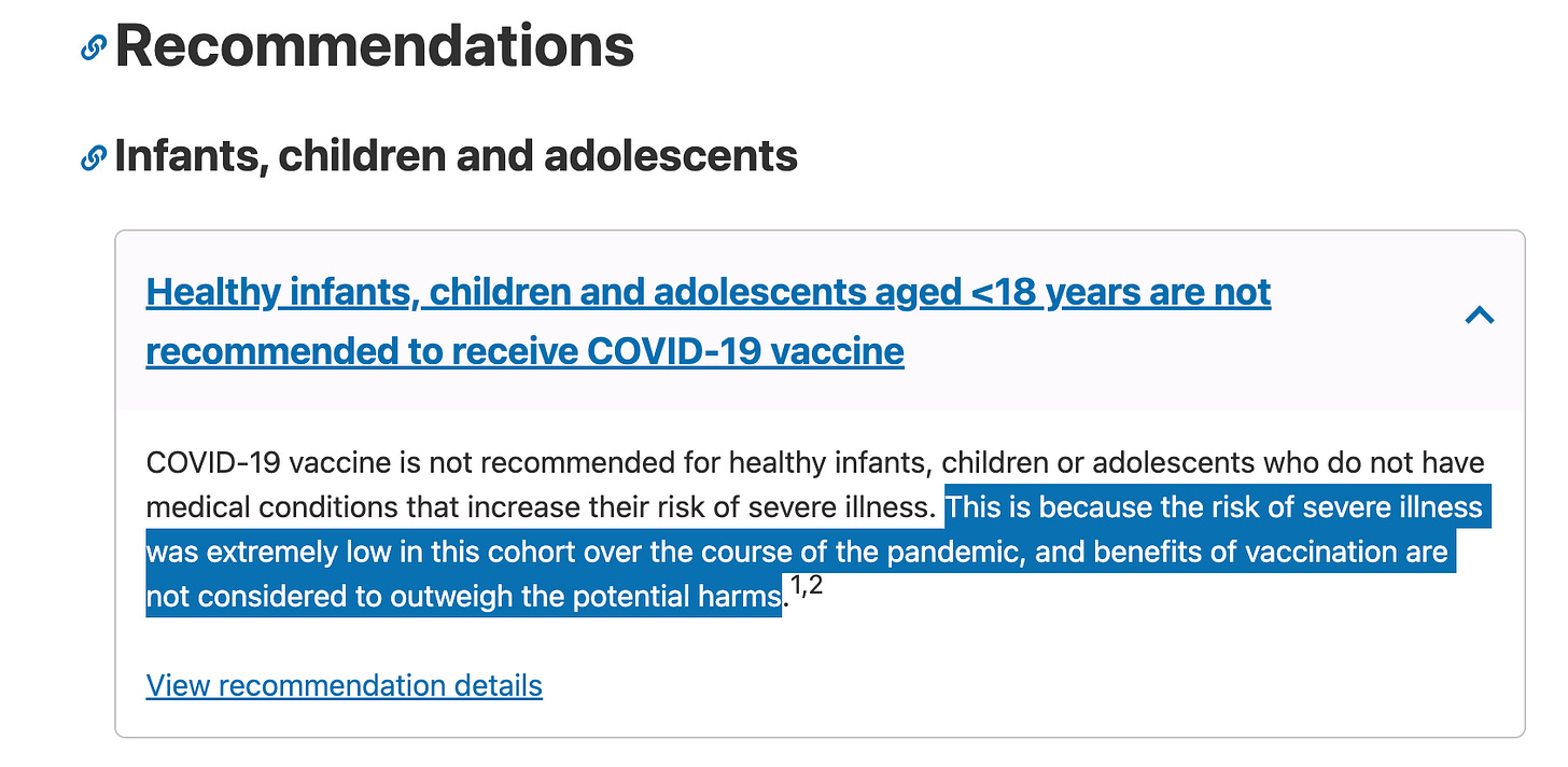 Australian Government Covid-19 vaccination recommendations