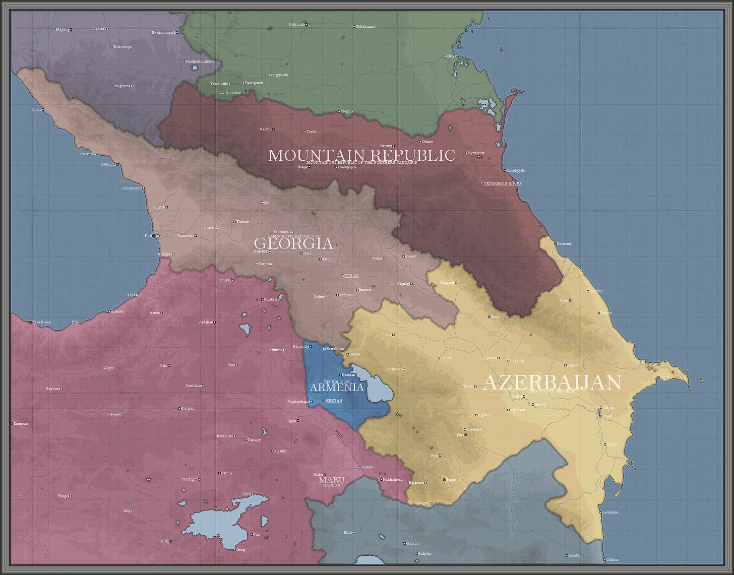 The Caucasus in 1918 - [Treaty of Batum June 4, 1918] : r/MapPorn