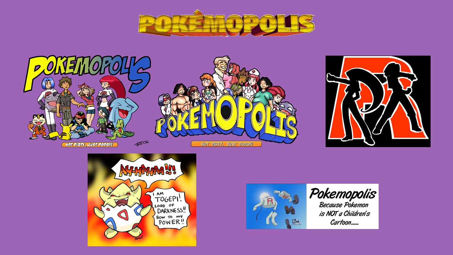 A selection of logos, banners, and splash page images from Pokemopolis’ history