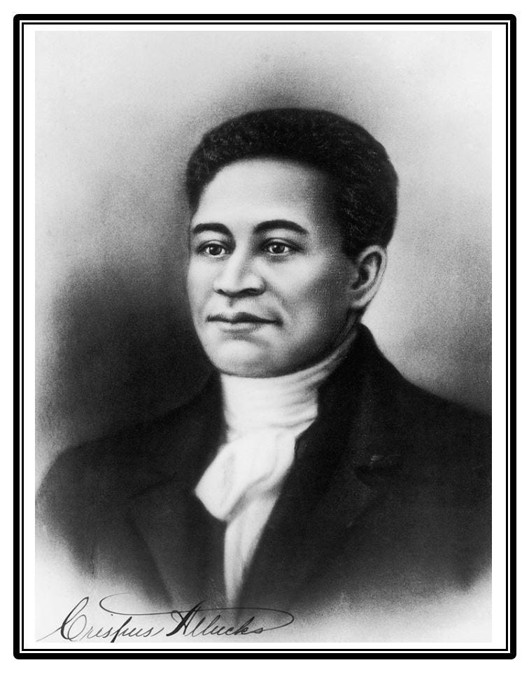 Black and white sketch of Crispus Attucks by an unknown artist.