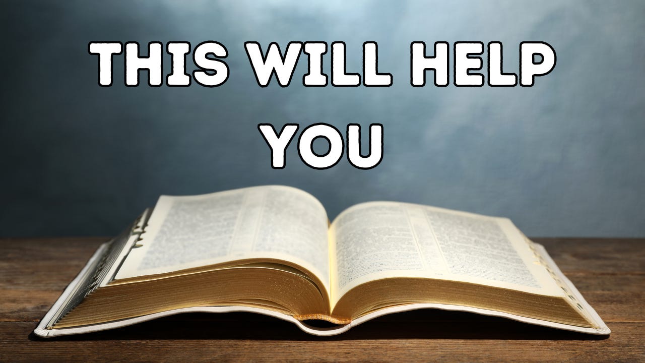 The words "This Will Help You" above an open Bible.