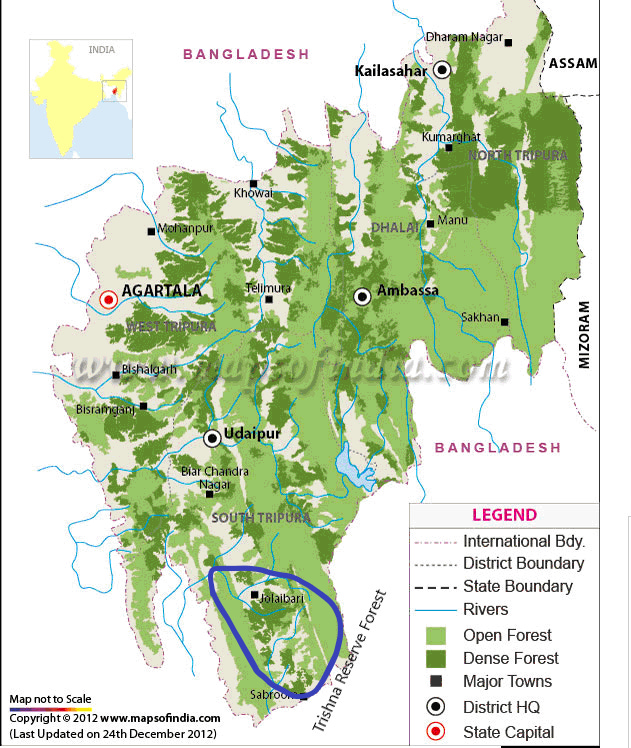 Location of Trishna Reserve Forest